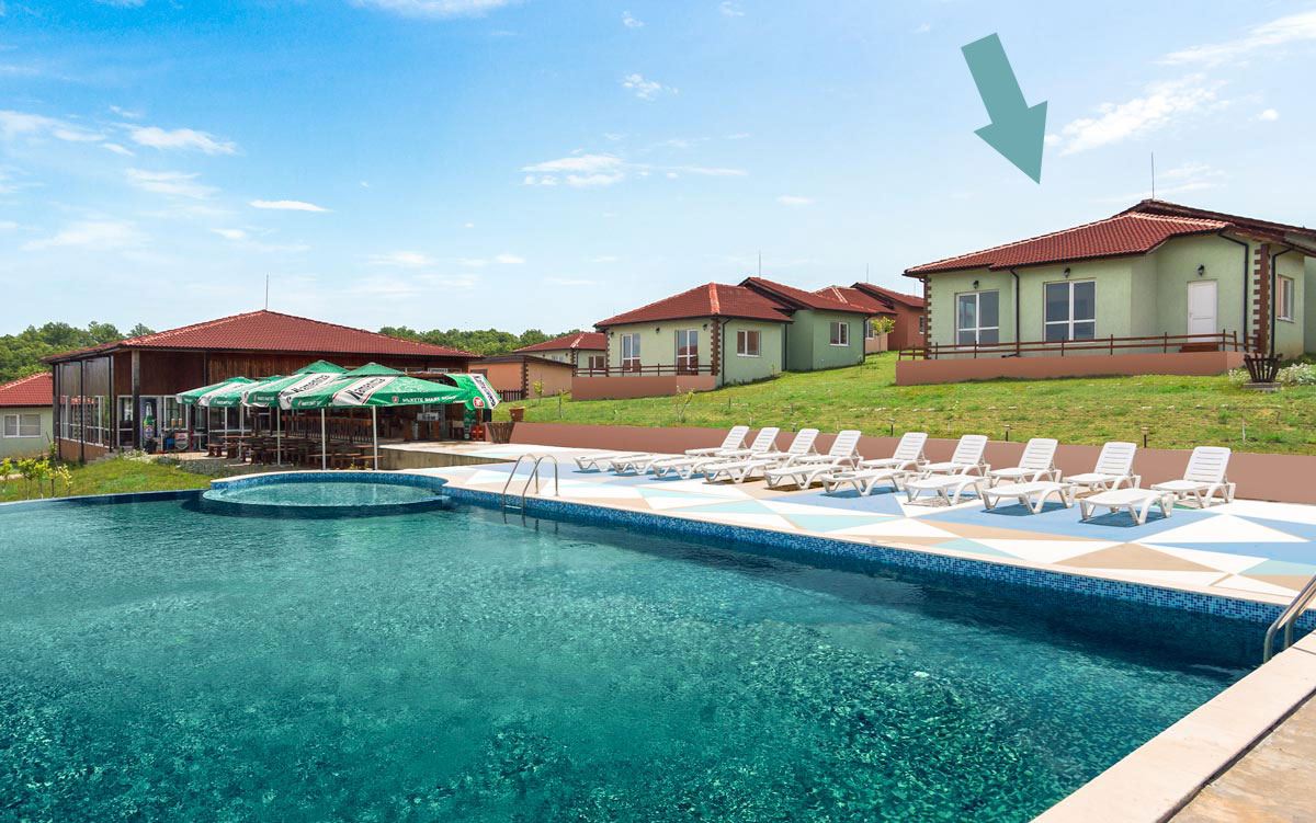 Просторна едноетажна къща с панорамни гледки в екокомплекс на Стара планина